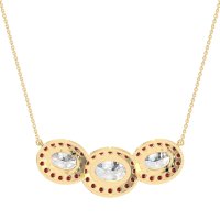 Three Oval Halo Necklace