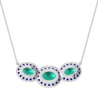 Three Oval Halo Necklace
