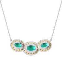 Three Oval Halo Necklace