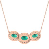 Three Oval Halo Necklace
