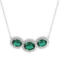 Three Oval Halo Necklace