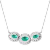 Three Oval Halo Necklace