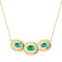 Three Oval Halo Necklace