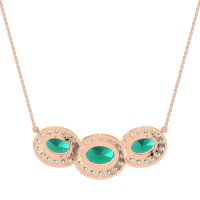 Three Oval Halo Necklace