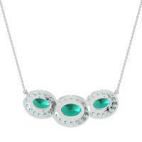 Three Oval Halo Necklace