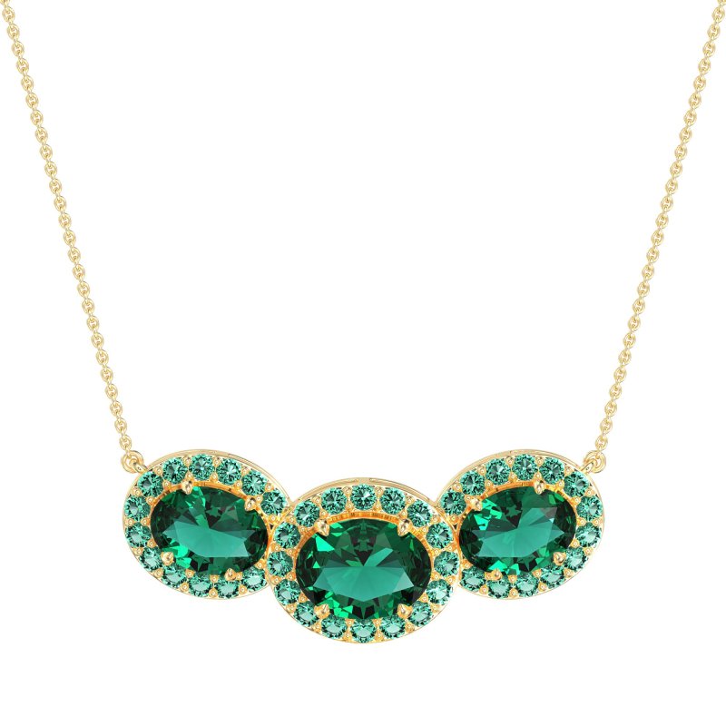 Three Oval Halo Necklace