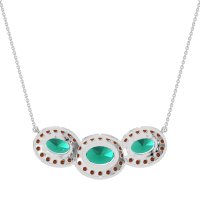 Three Oval Halo Necklace
