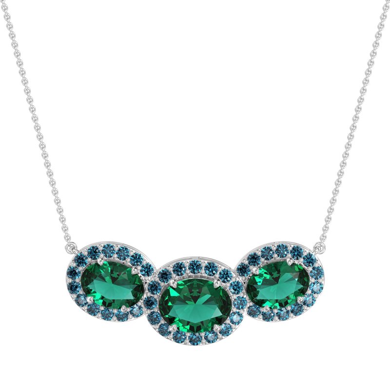 Three Oval Halo Necklace