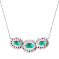 Three Oval Halo Necklace