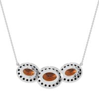 Three Oval Halo Necklace