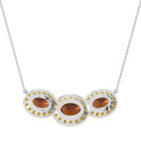 Three Oval Halo Necklace