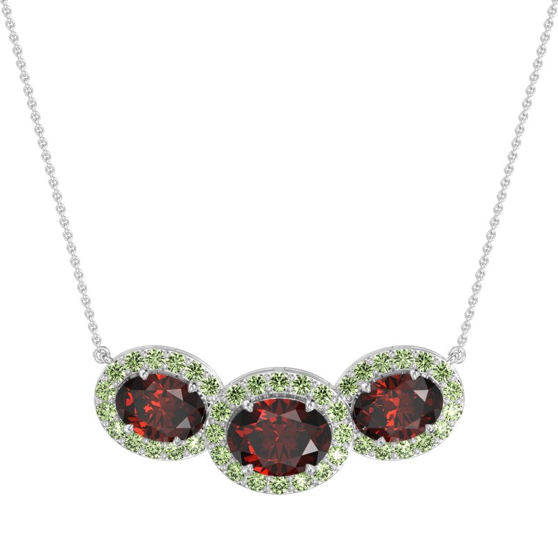 Three Oval Halo Necklace