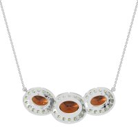 Three Oval Halo Necklace