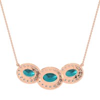 Three Oval Halo Necklace