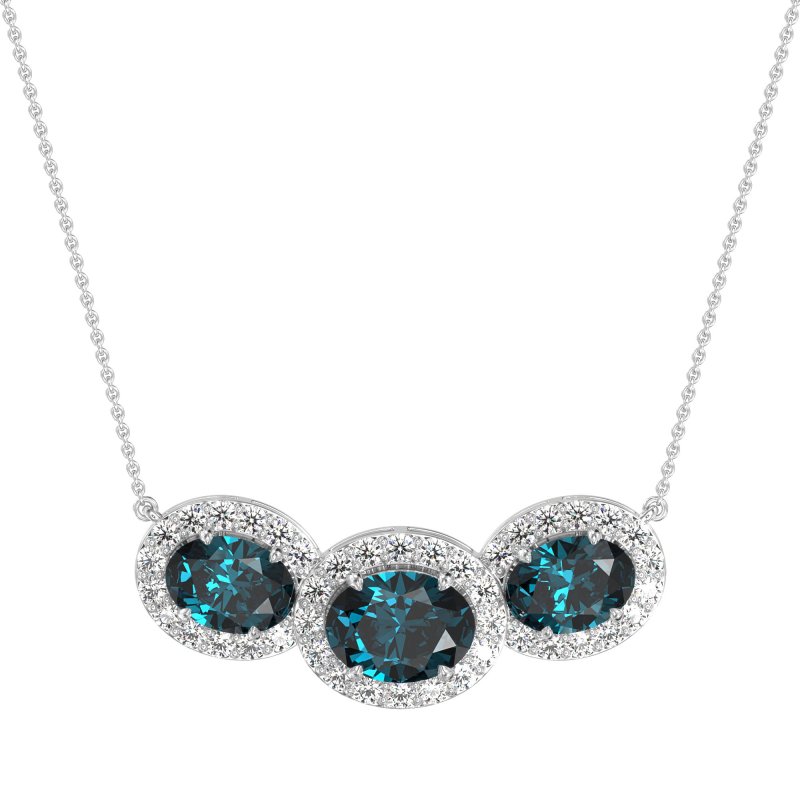 Three Oval Halo Necklace