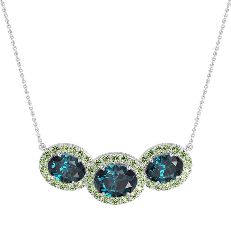 Three Oval Halo Necklace