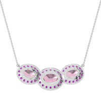 Three Oval Halo Necklace