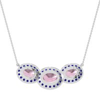 Three Oval Halo Necklace