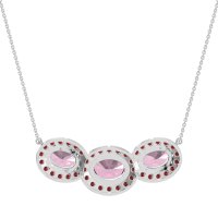 Three Oval Halo Necklace