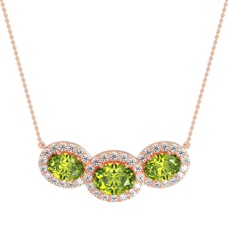 Three Oval Halo Necklace