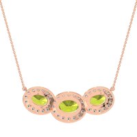 Three Oval Halo Necklace