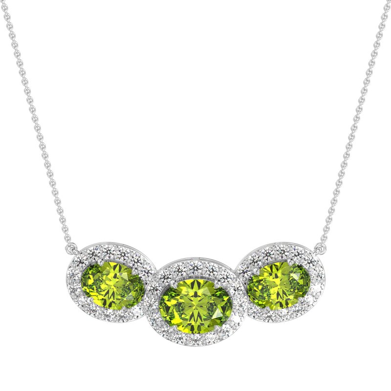 Three Oval Halo Necklace