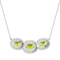 Three Oval Halo Necklace