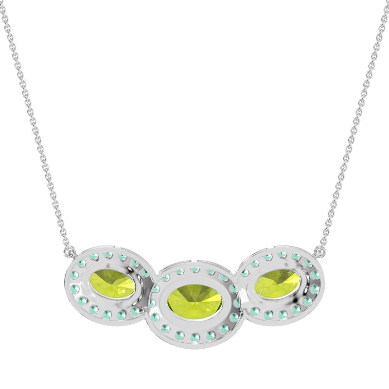 Three Oval Halo Necklace