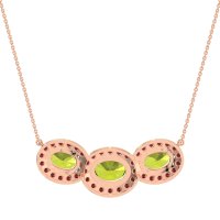 Three Oval Halo Necklace