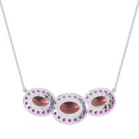 Three Oval Halo Necklace
