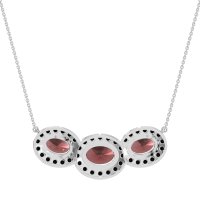 Three Oval Halo Necklace