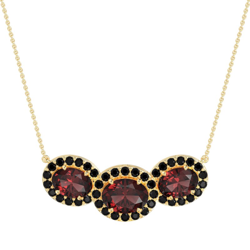 Three Oval Halo Necklace