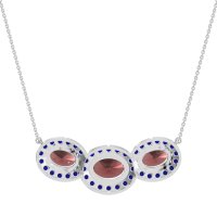 Three Oval Halo Necklace
