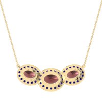 Three Oval Halo Necklace