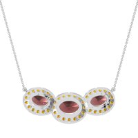 Three Oval Halo Necklace