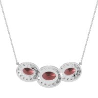Three Oval Halo Necklace