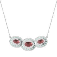 Three Oval Halo Necklace