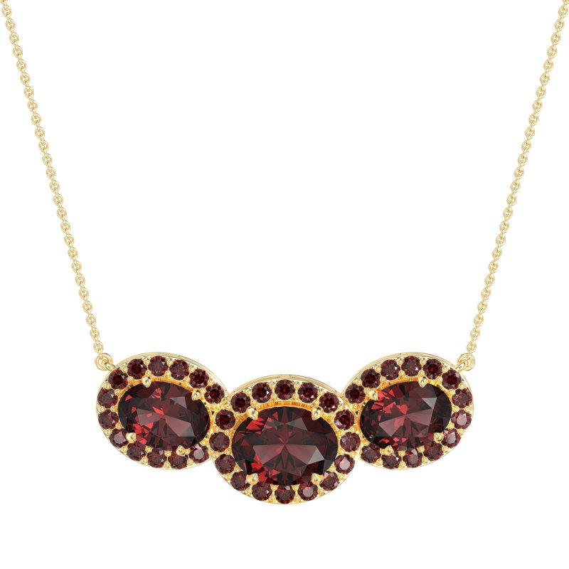 Three Oval Halo Necklace