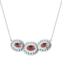 Three Oval Halo Necklace