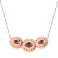 Three Oval Halo Necklace