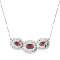 Three Oval Halo Necklace
