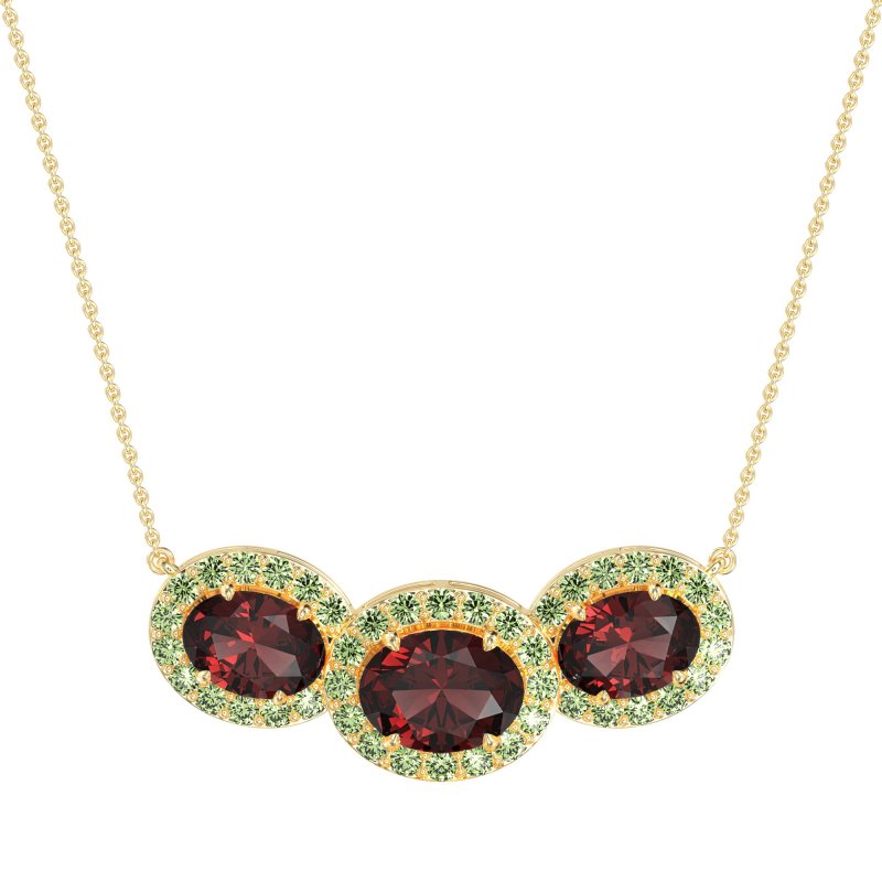 Three Oval Halo Necklace
