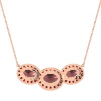Three Oval Halo Necklace