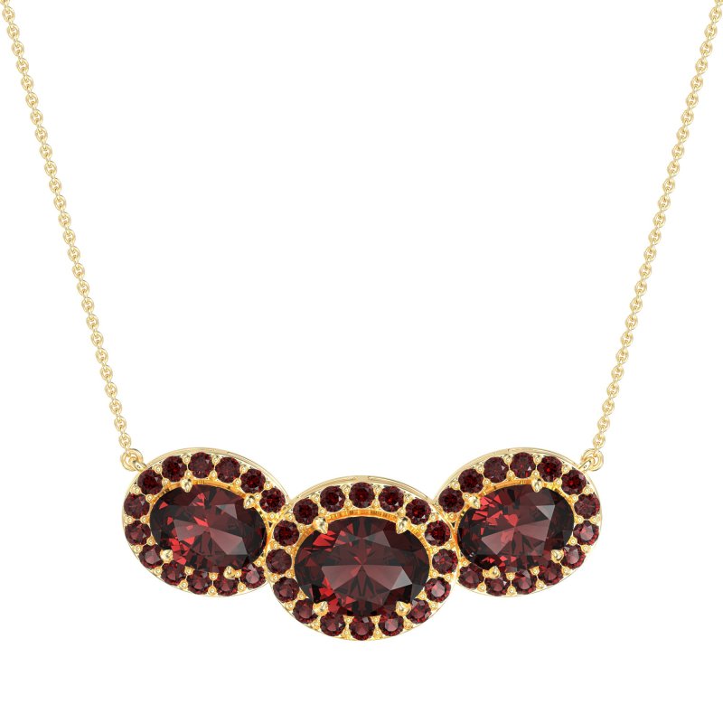 Three Oval Halo Necklace