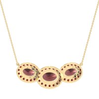 Three Oval Halo Necklace