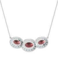 Three Oval Halo Necklace