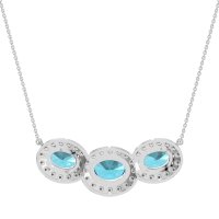 Three Oval Halo Necklace