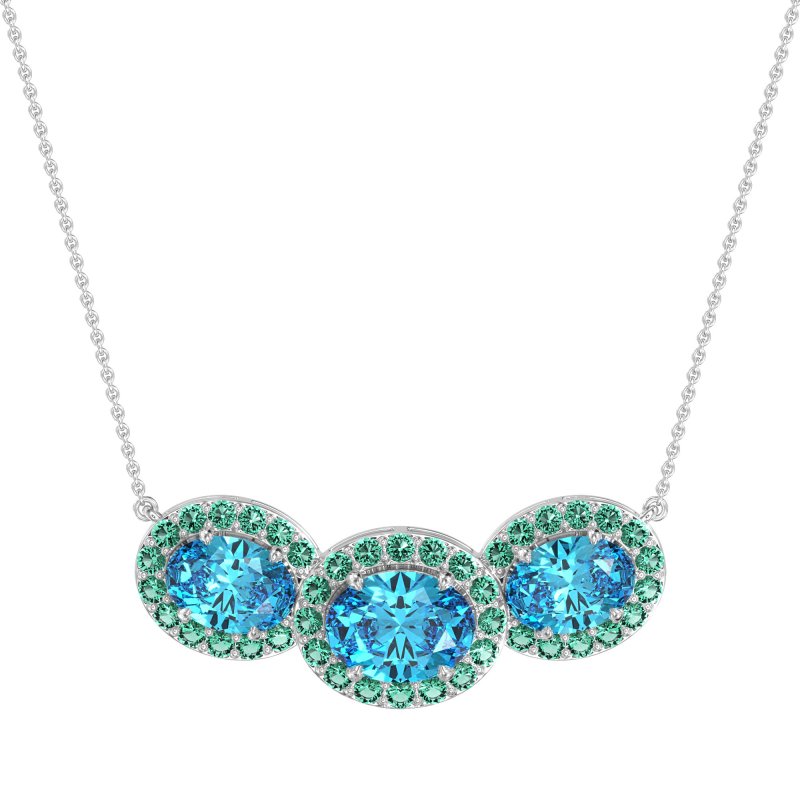 Three Oval Halo Necklace