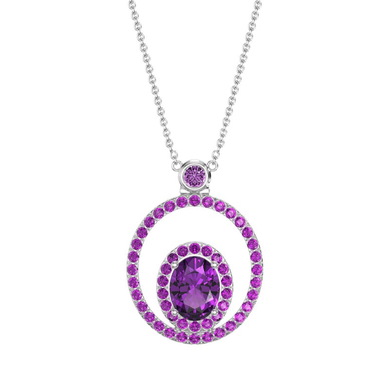 Oval Double Halo Necklace