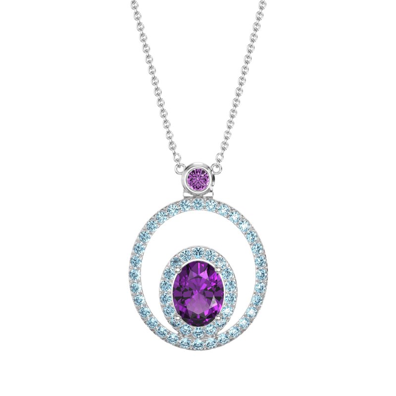 Oval Double Halo Necklace